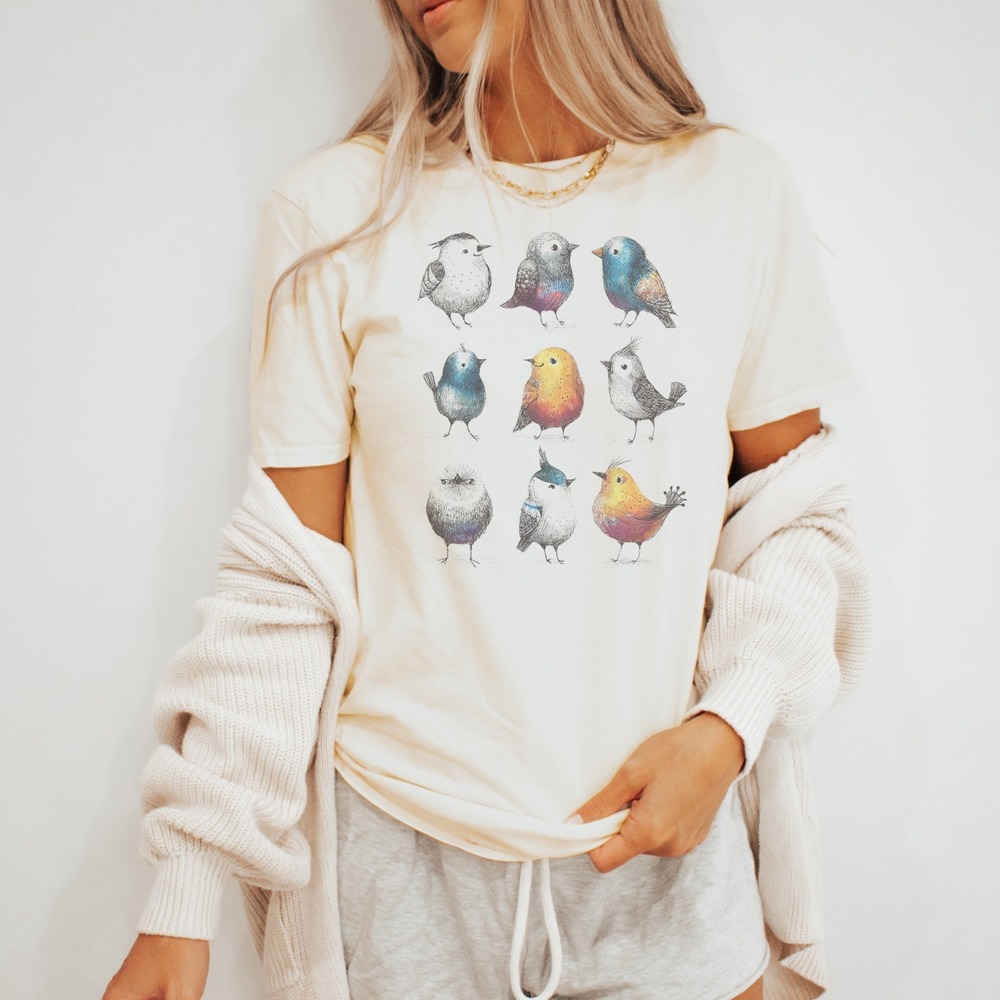 Boho Watercolor Birds Graphic Tee